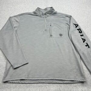Ariat Tek Team 1/4 Zip Men's XL Gray Fleece AriatTek Outdoor Pullover Sweatshirt